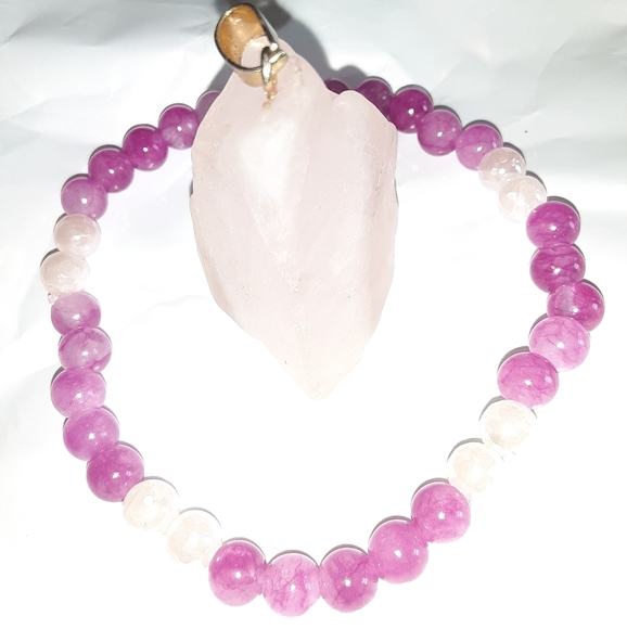 Pink Tourmaline Rose Quartz Bracelet - Picture 1 of 1
